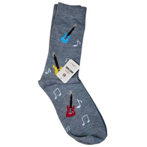 Guitar Socks Men’s Size 9 - 11 Gray Dress Crew Socks 10 MTI Soft Cozy Music New